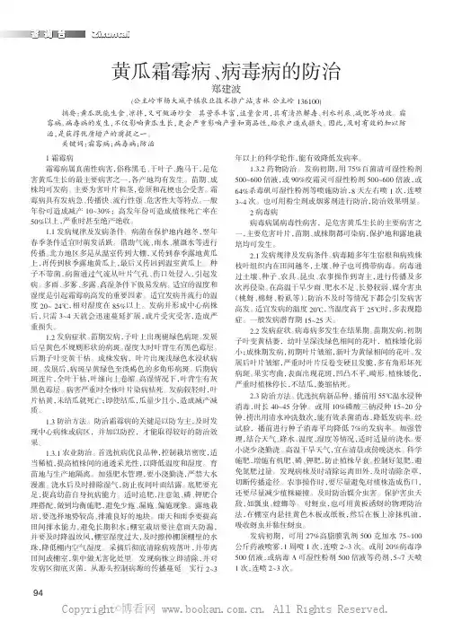 黄瓜霜霉病、病毒病的防治