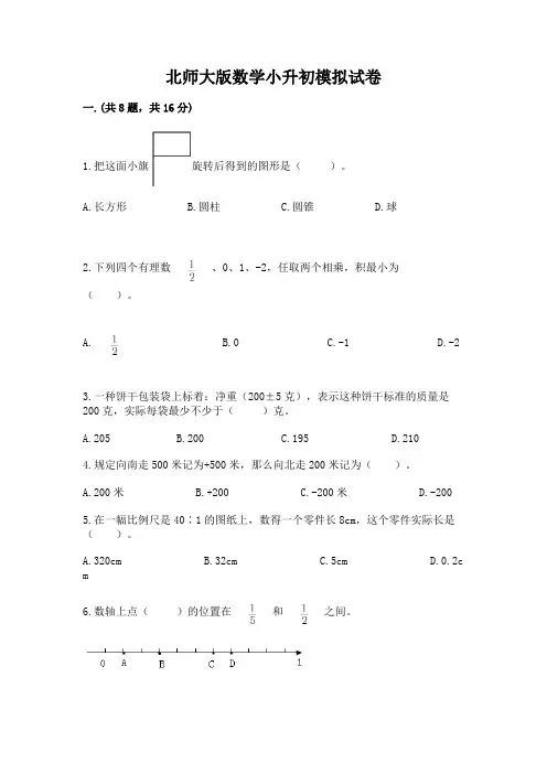 北师大版数学小升初模拟试卷附答案【名师推荐】