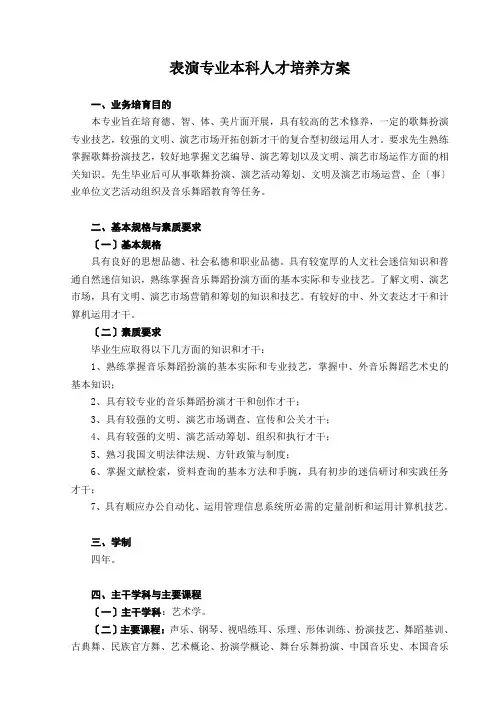 表演专业本科人才培养方案