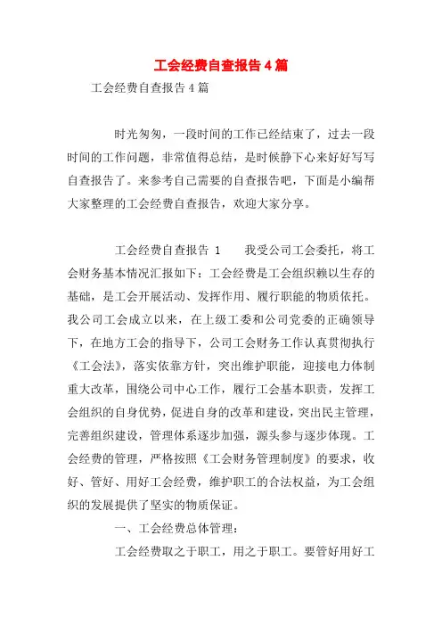 工会经费自查报告4篇