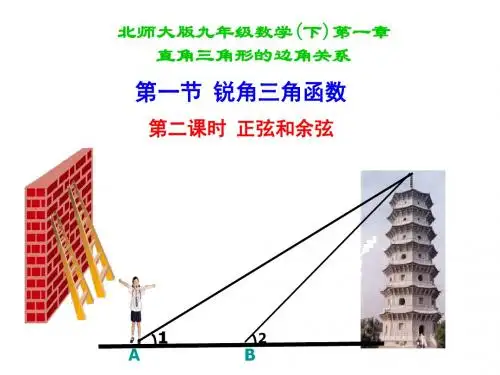 1.1.2北师大版九年级数学下册课件第一章第一节锐角三角函数第二课时正弦余弦