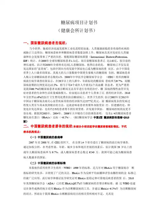 糖尿病项目计划书