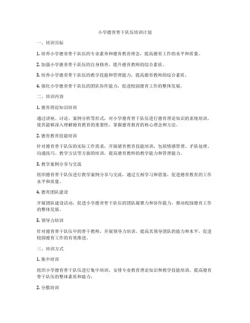 小学德育骨干队伍培训计划