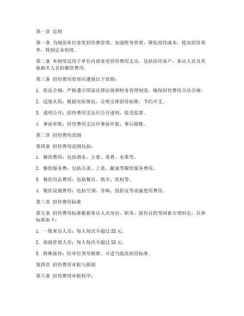 单位食堂招待费管理制度