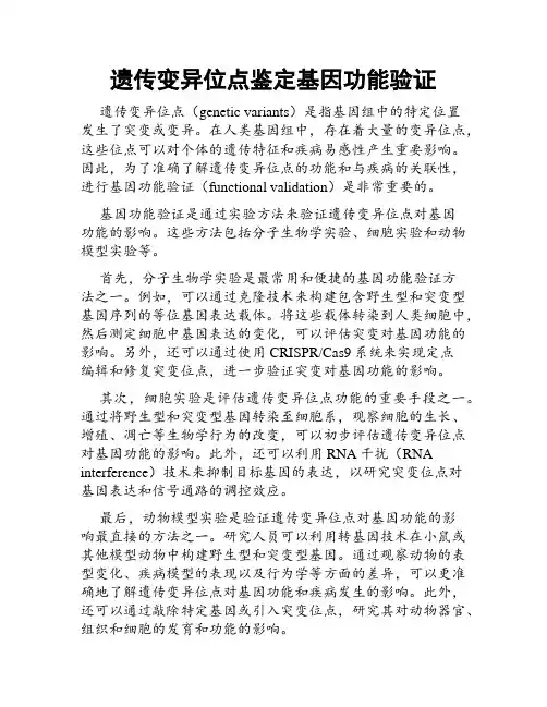 遗传变异位点鉴定基因功能验证