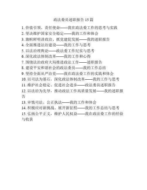 政法委员述职报告15篇