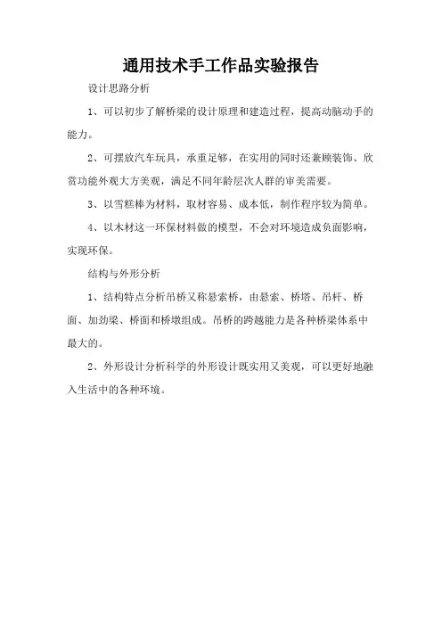 通用技术手工作品实验报告