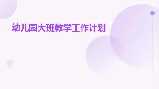幼儿园大班教学工作计划PPT