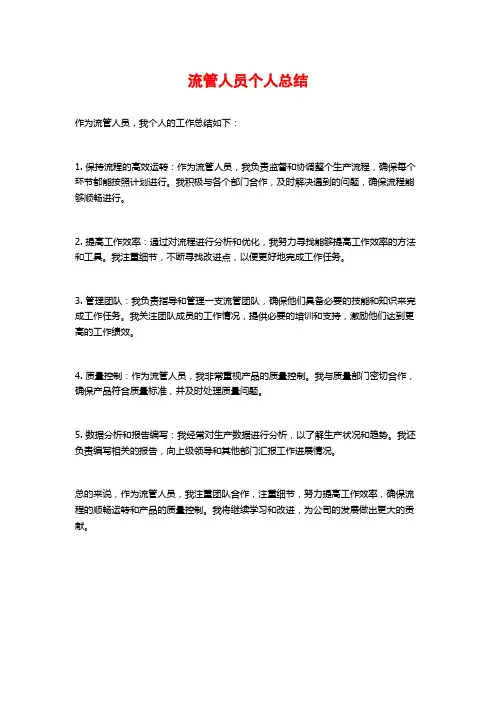 流管人员个人总结