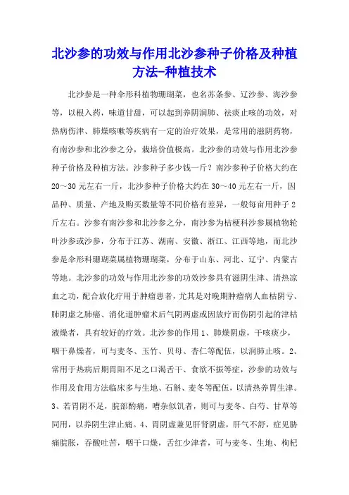 北沙参的功效与作用 北沙参种子价格及种植方法 - 种植技术
