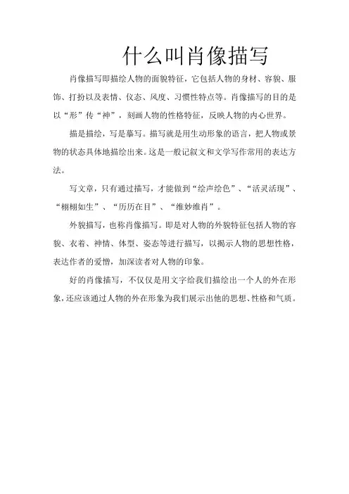 什么叫肖像描写