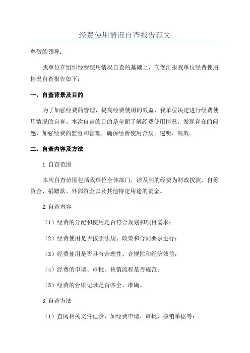 经费使用情况自查报告范文