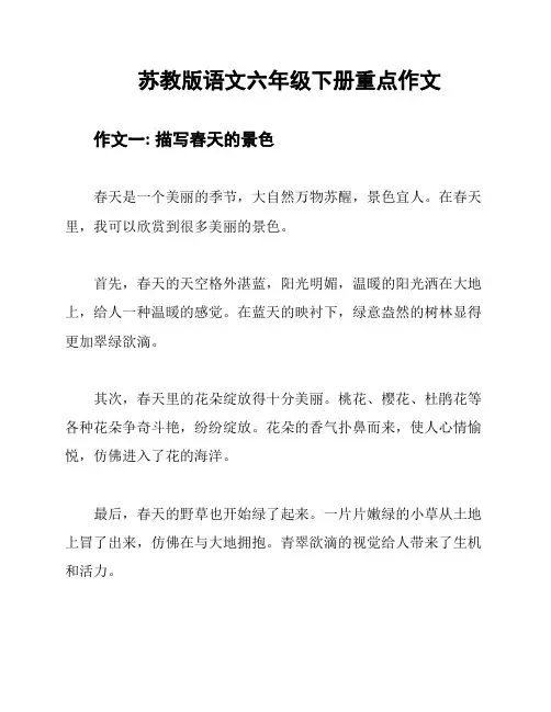 苏教版语文六年级下册重点作文