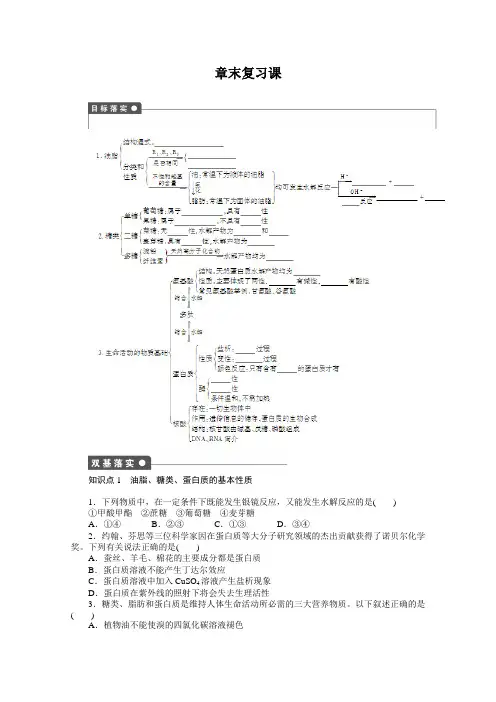 高中化学(人教版,选修5) 第四章生命中的基础有机化学物质 章末复习课