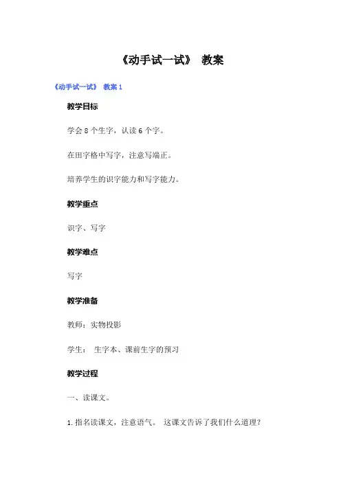 《动手试一试》 教案