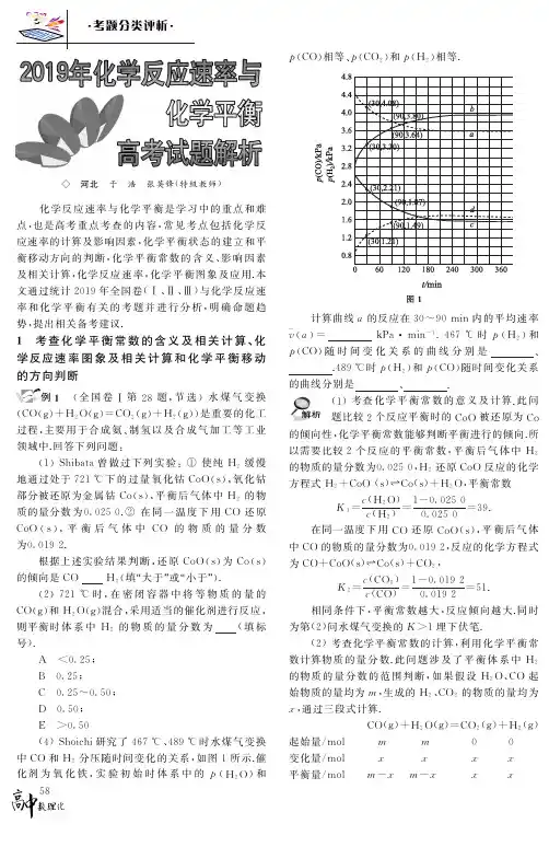 2019年化学反应速率与化学平衡高考试题解析