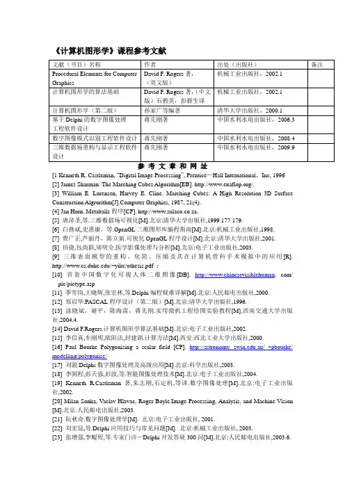 计算机图形学课程参考文献