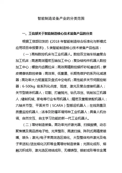 智能制造装备产业的分类范围
