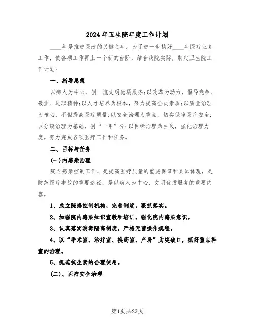 2024年卫生院年度工作计划（7篇）