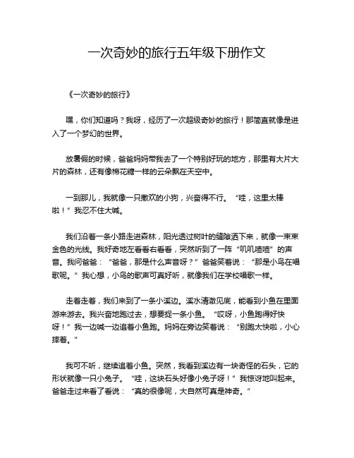 一次奇妙的旅行五年级下册作文