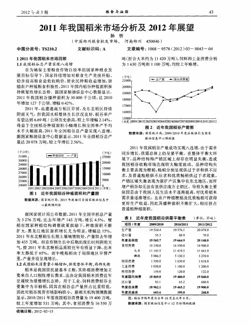 2011年我国稻米市场分析及2012年展望