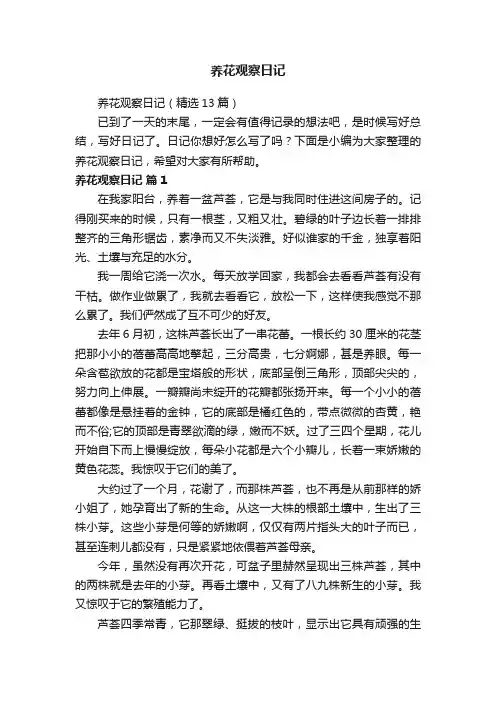 养花观察日记（精选13篇）