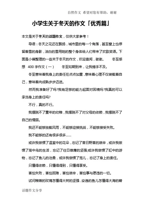 小学生关于冬天的作文「优秀篇」