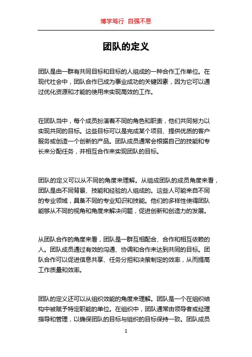 团队的定义