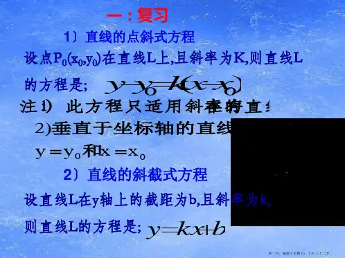 高中数学 2.1.2《直线的两点式方程》课件 苏教版必修3