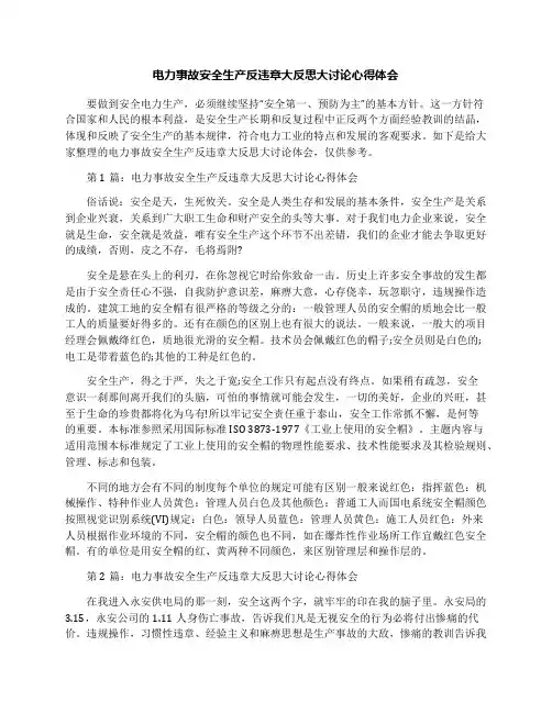 电力事故安全生产反违章大反思大讨论心得体会