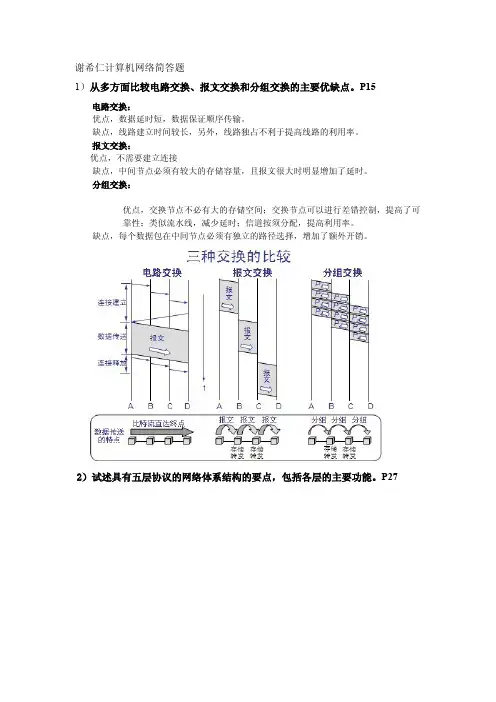 谢希仁计算机网络简答题答案