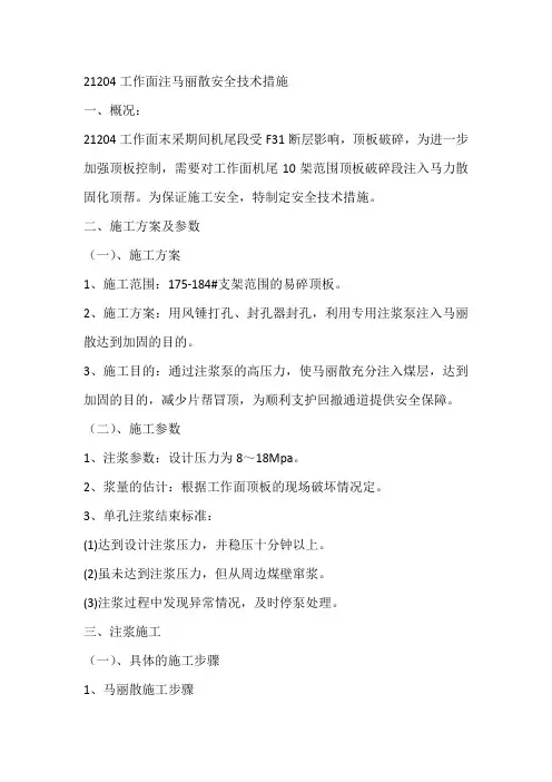 注马丽散安全技术措施资料