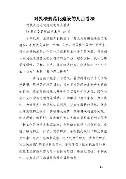 对执法规范化建设的几点看法