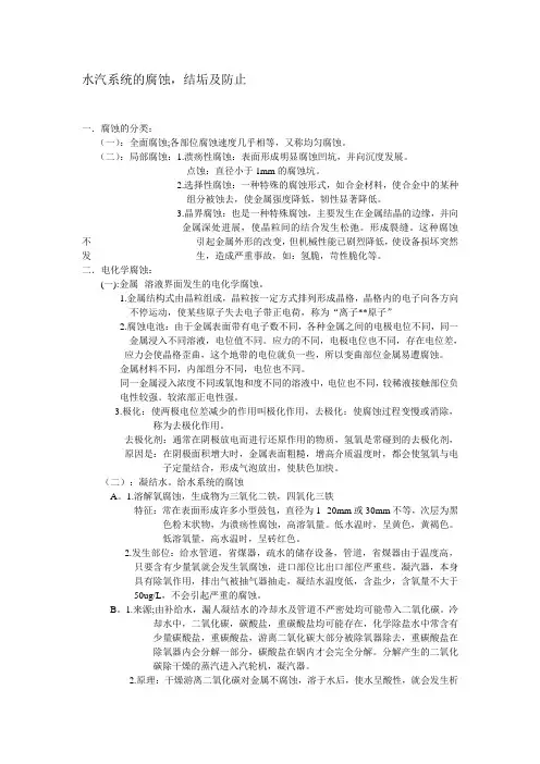 水汽系统的腐蚀