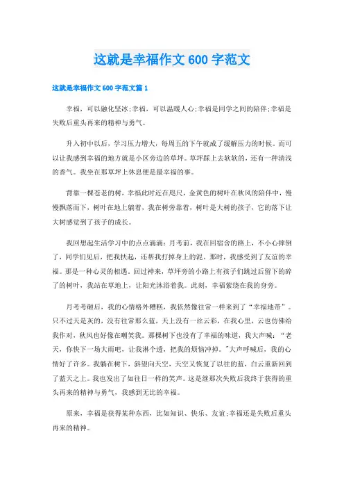 这就是幸福作文600字范文