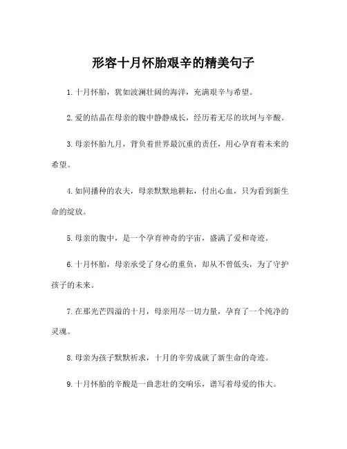 形容十月怀胎艰辛的精美句子