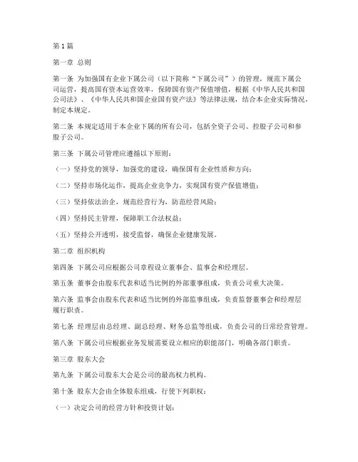 国企下属公司管理规定(3篇)