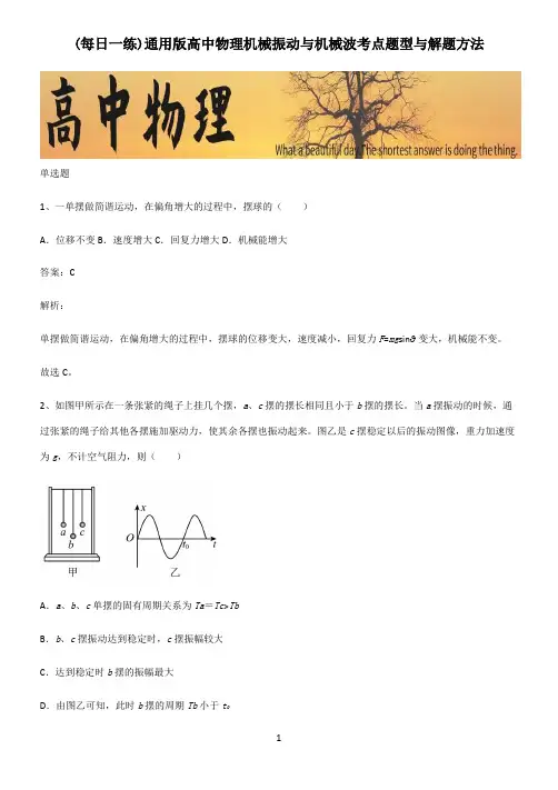 通用版高中物理机械振动与机械波考点题型与解题方法