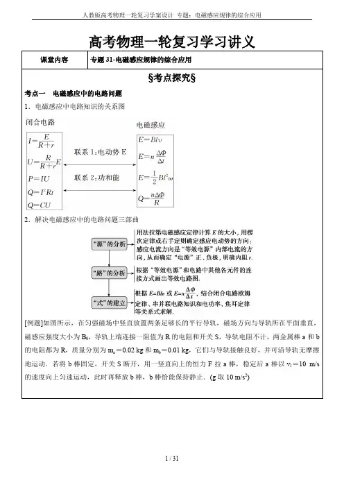 人教版高考物理一轮复习学案设计 专题：电磁感应规律的综合应用