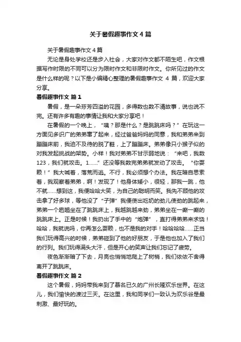 关于暑假趣事作文4篇