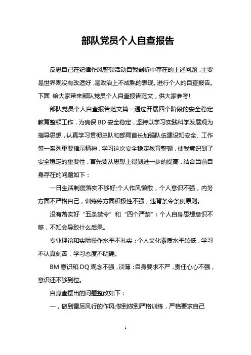 部队党员个人自查报告