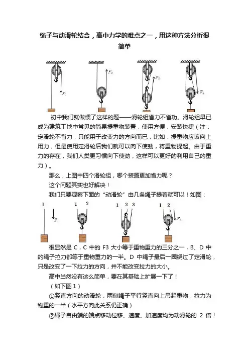 绳子与动滑轮结合，高中力学的难点之一，用这种方法分析很简单
