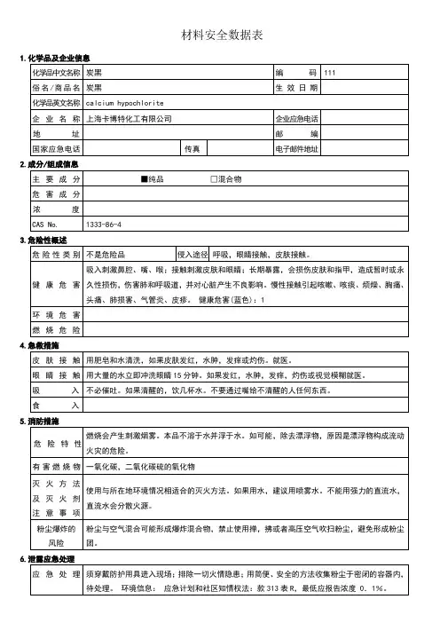 炭黑msds