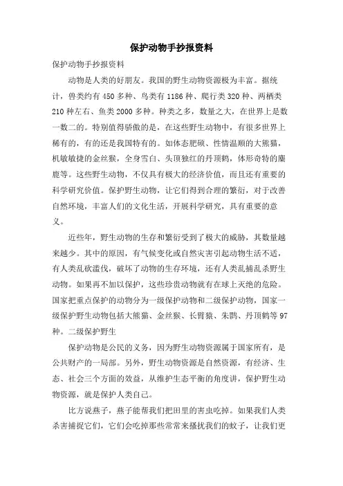 保护动物手抄报资料