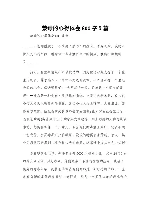 禁毒的心得体会800字5篇