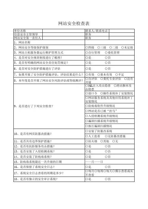 网站安全检查表