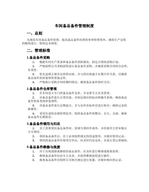 车间备品备件管理制度