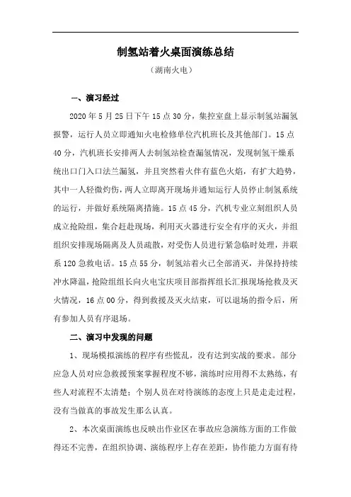 制氢站着火桌面演练总结