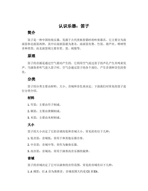 (认识乐器)笛子-湘文艺版四年级音乐下册教案