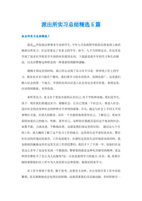 派出所实习总结精选5篇